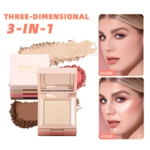 Facial Contouring Highlighter Blush 3 In 1 Makeup Set High Gloss Powder Blusher Repair Pearlescent Matte Eye Shadow Palette